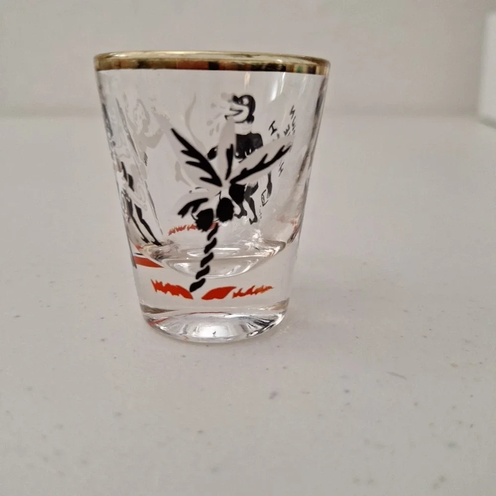 Down The Hatch~Vintage CANNIBAL THEMED Shot Glass 1950s/60s